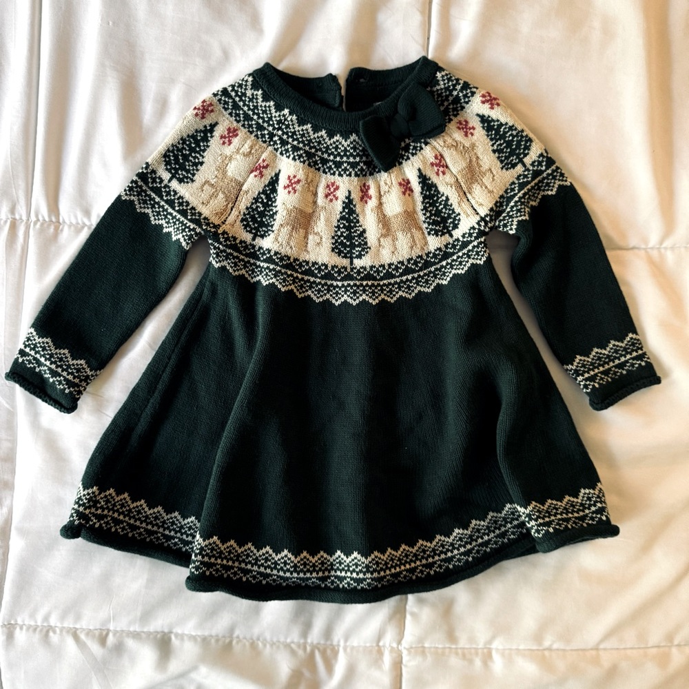 Tahari 12m green and white knit holiday dress